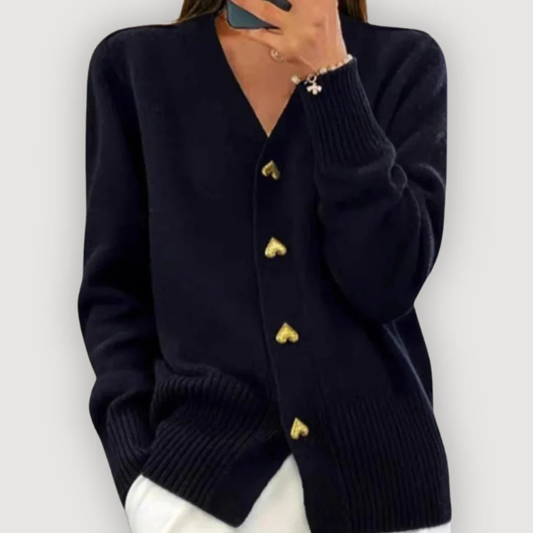 BELLA – HEART BUTTON CARDIGAN