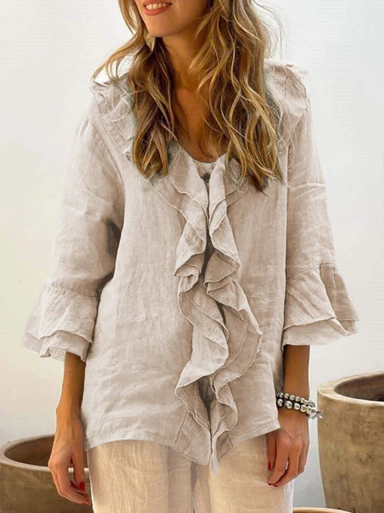 NADINE™ | Women Chic Bell Sleeve Ruffle Top