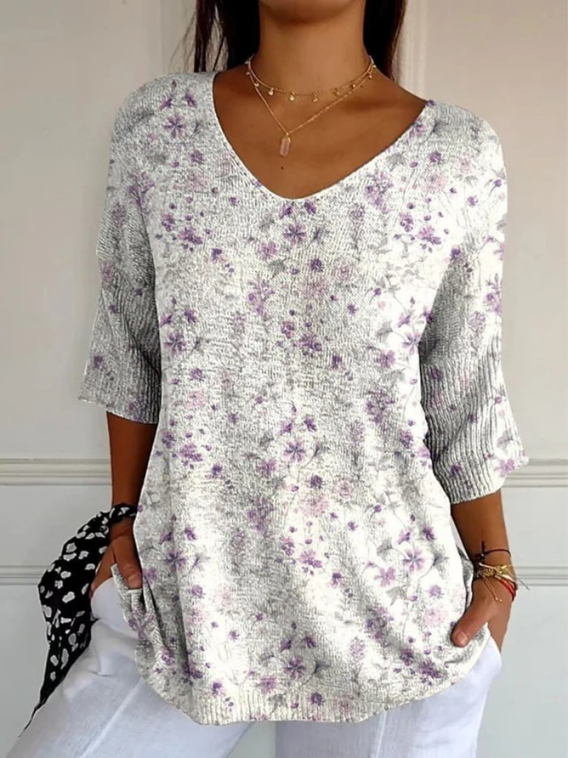 Women's Vintage Floral Pattern Sweater
