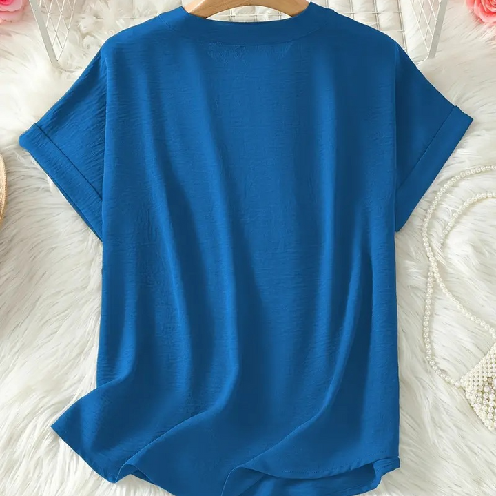 Véronique -  Relaxed V-Notch Blouse (Restocked)
