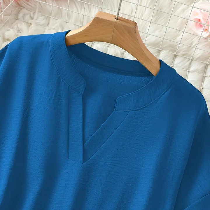 Véronique -  Relaxed V-Notch Blouse (Restocked)